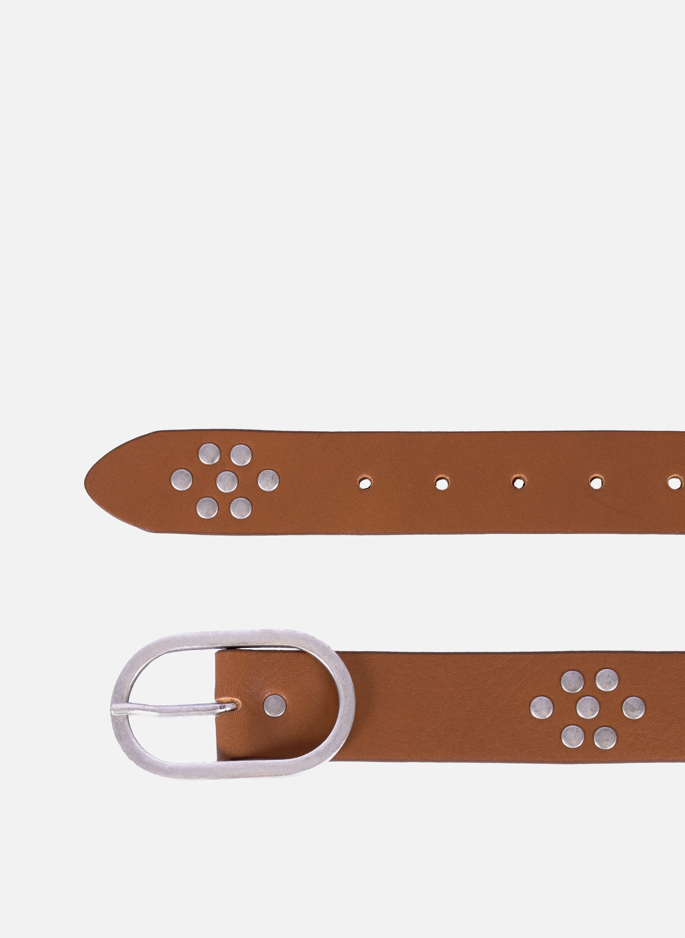 Ceinture large cuir clouté | Marron
