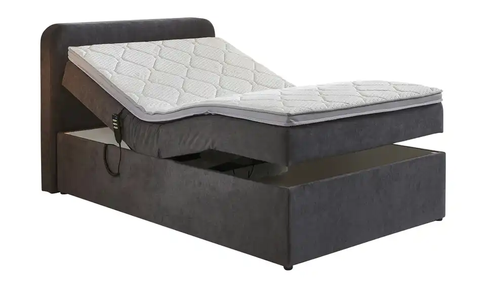 Boxbett elektrisch mit Stauraum Grau 100 cm