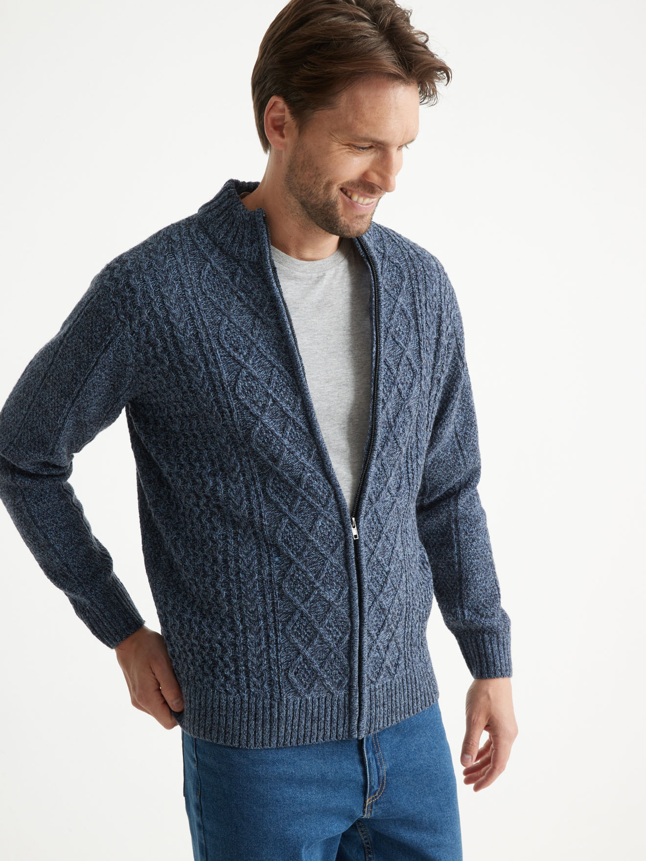 Gilet torsadé zippé col montant