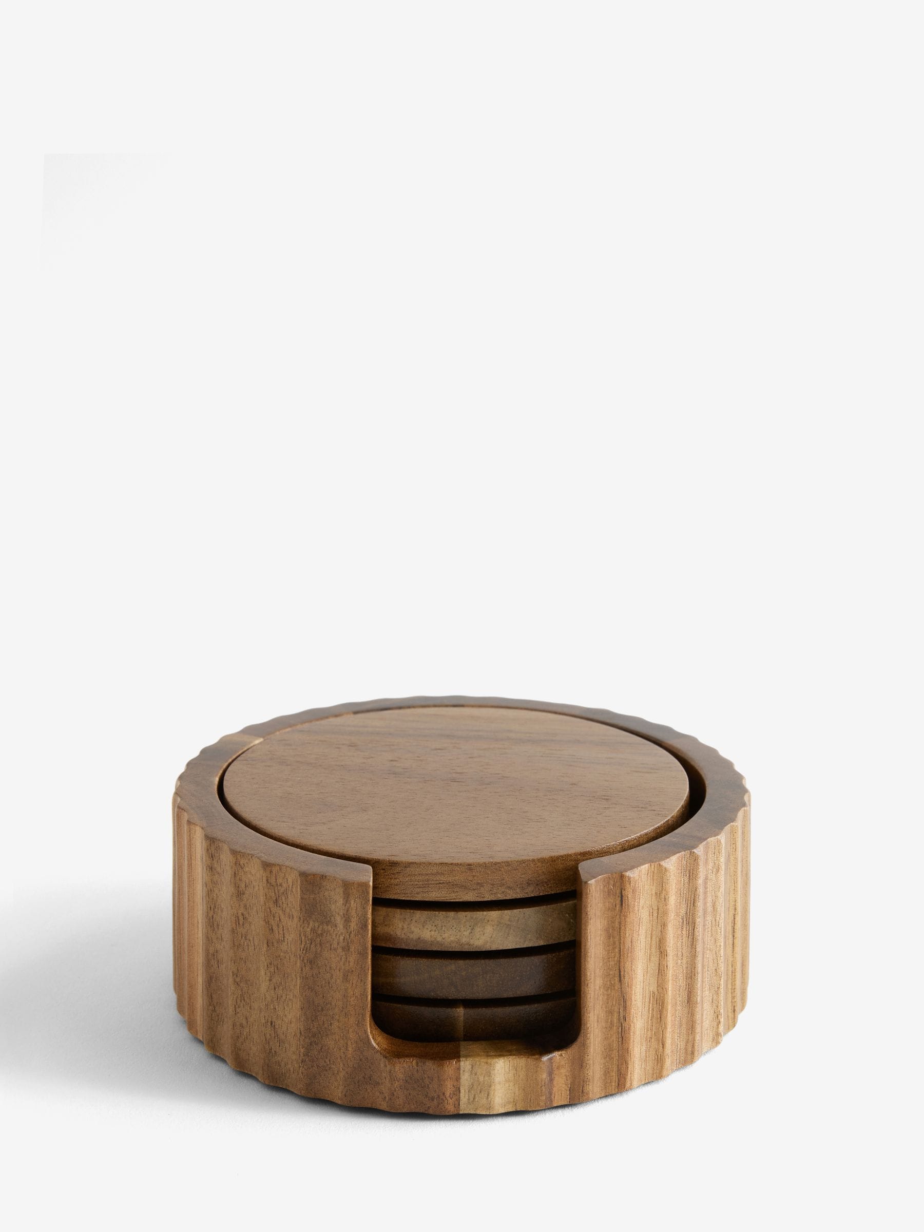 Set of 4 Stamford Wooden Coasters and Holder