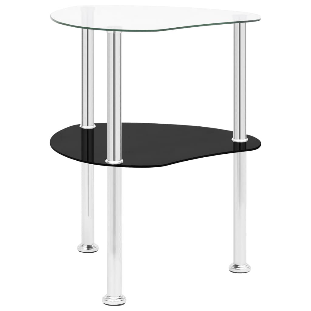 vidaXL Salontafel met 2 lagen, 38x38x50 cm, helder en zwart glas