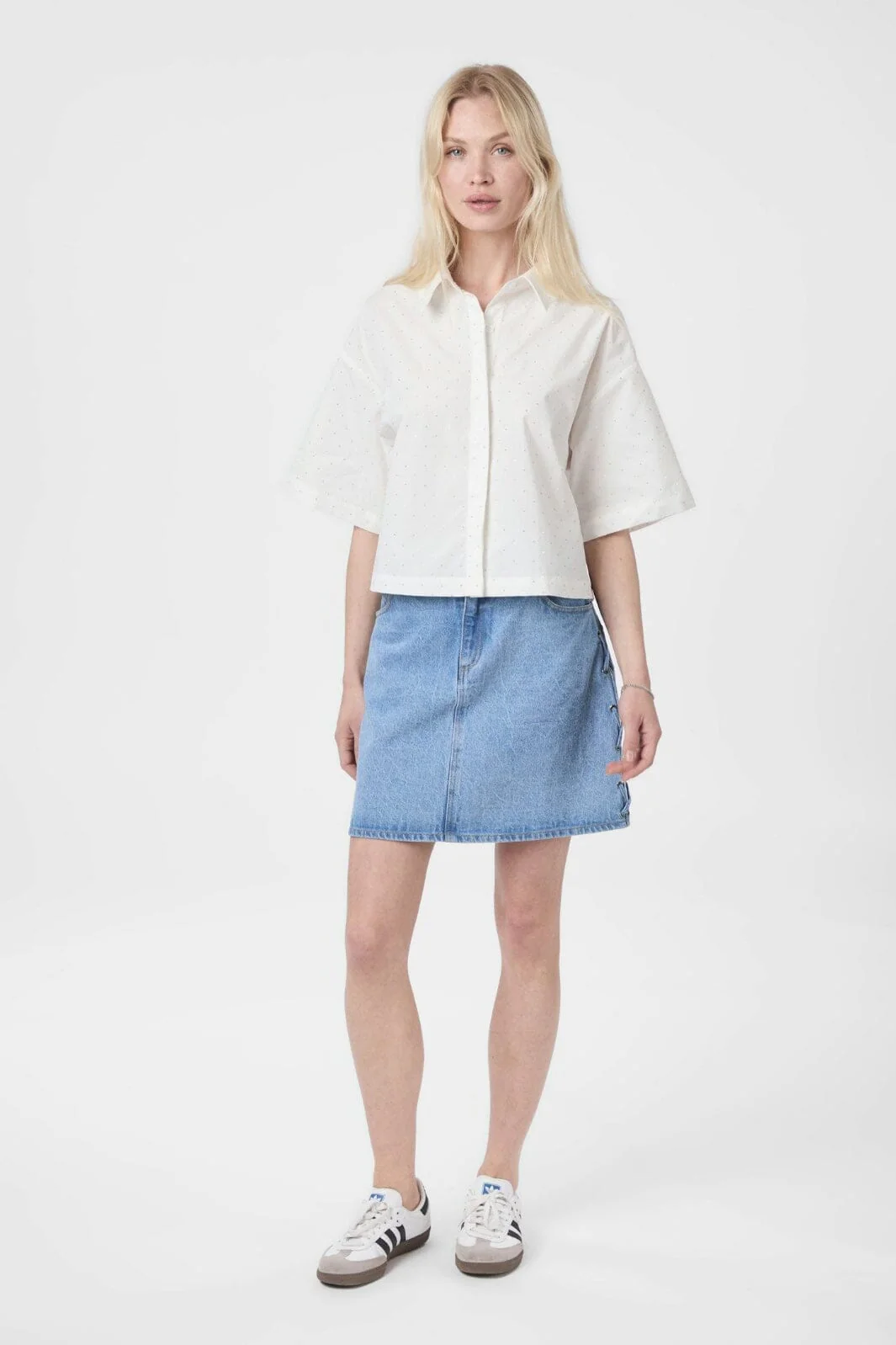 Neo Noir Jasie Poplin Stone Shirt 165711