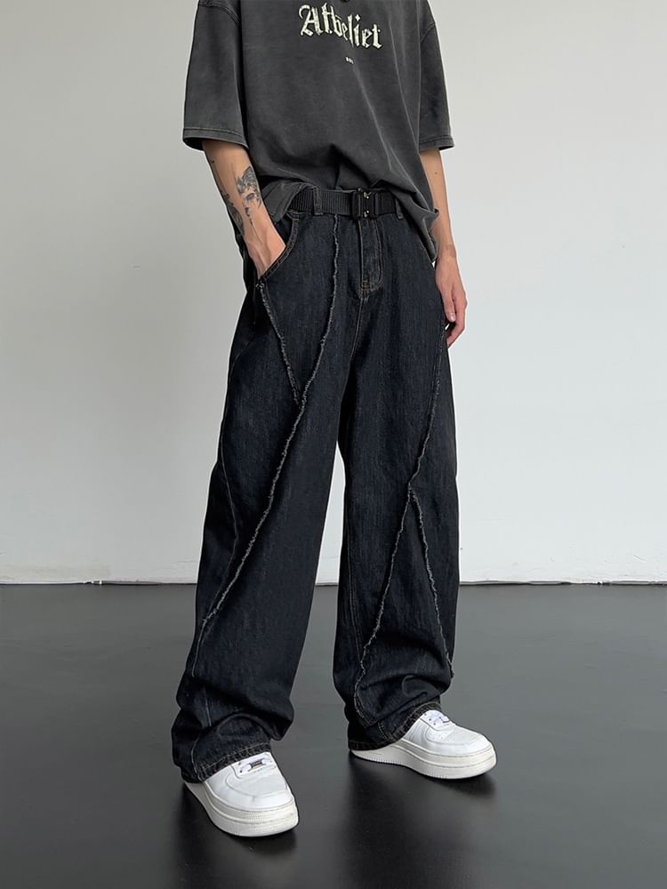 Cowpow - Mid Rise Washed Wide Leg Jeans