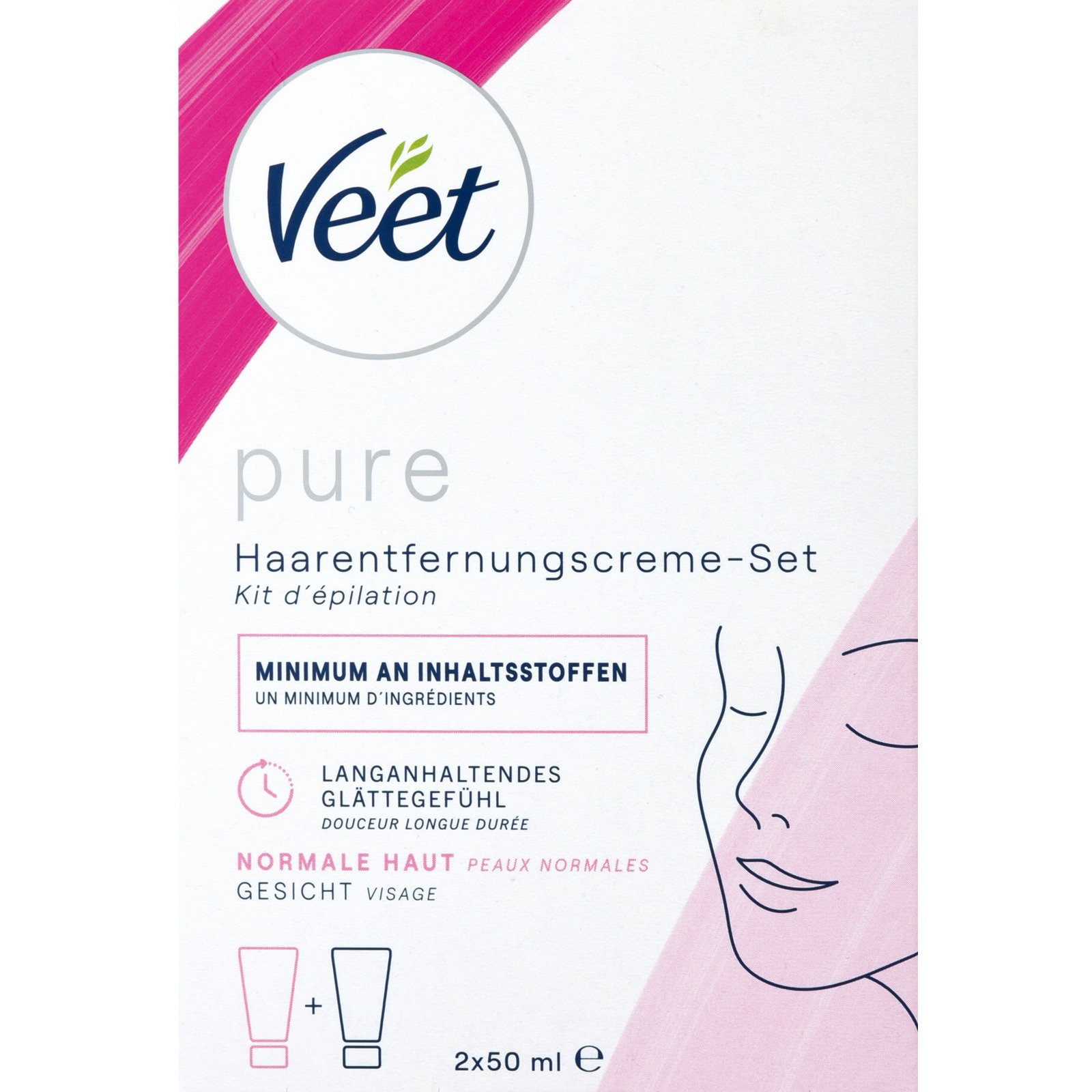 Veet Pure Gesichtshaarentfernungscreme-Set 2er-Pack