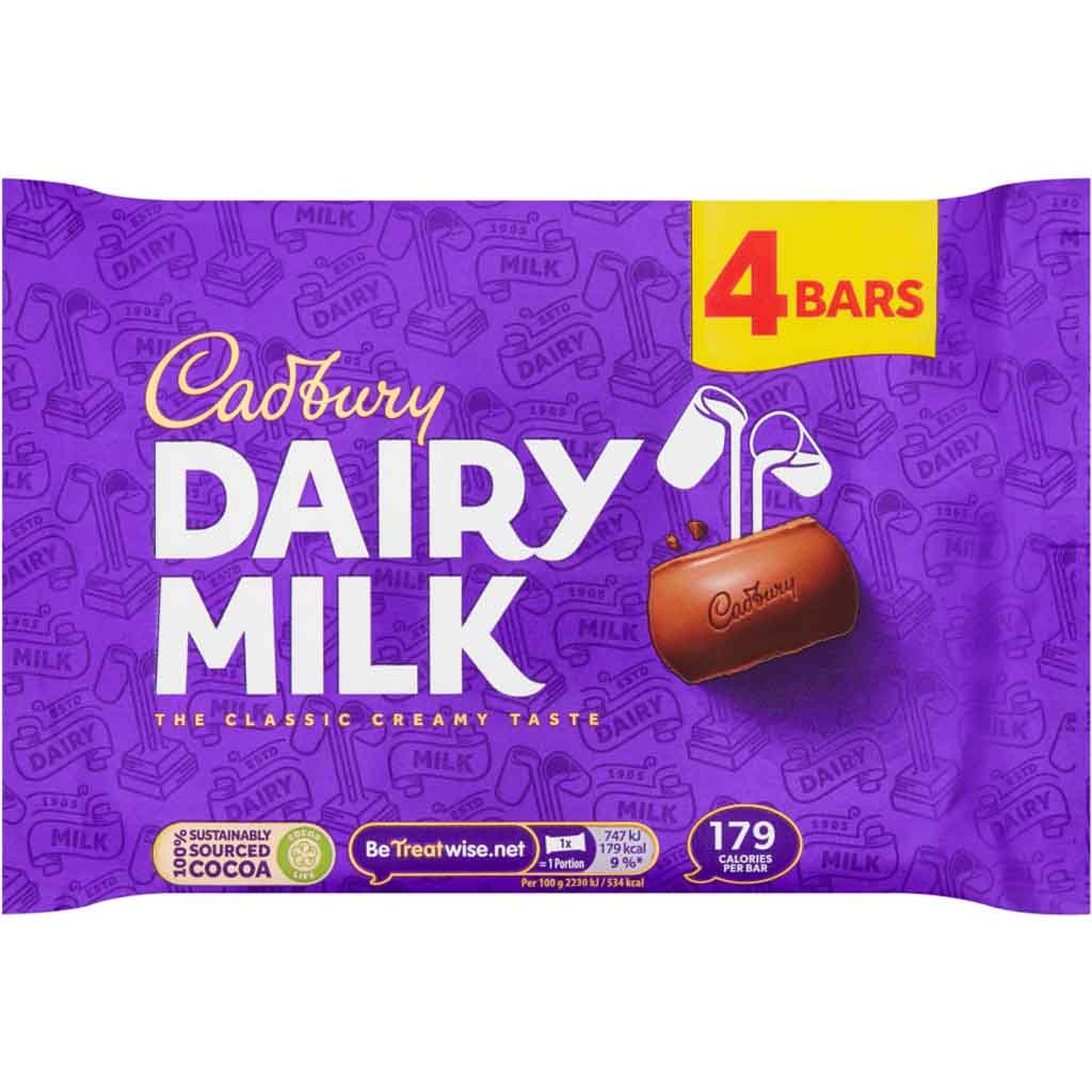 Cadbury Dairy Milk Schokoriegel Vollmilch 4er 134g MHD:9.8.25