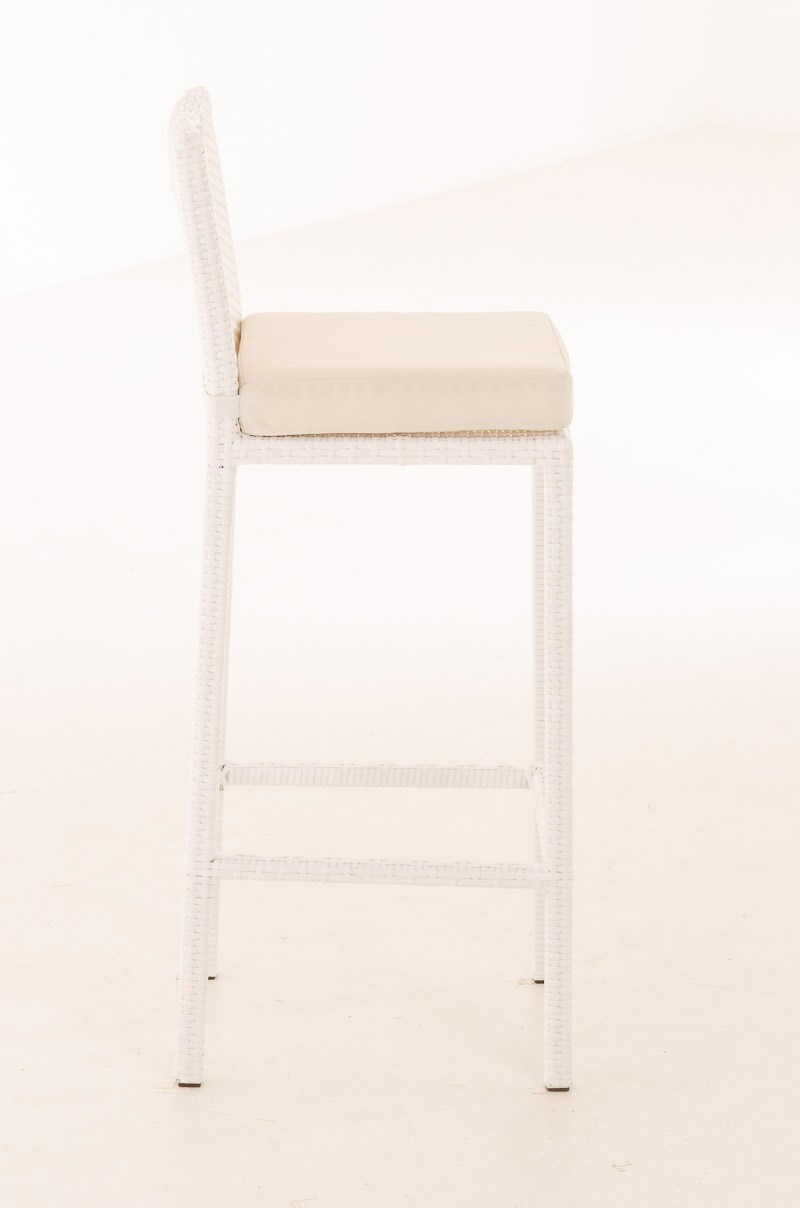 CLP Outdoor-Barhocker Mari Mit Sitzkissen I Polyrattan Tresenstuhl Mit Fußstütze I Thekenhocker Mit 75 Cm Sitzhöhe