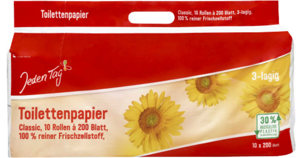 Jeden Tag Toilettenpapier Classic 10x 200 Blatt 3-lagig