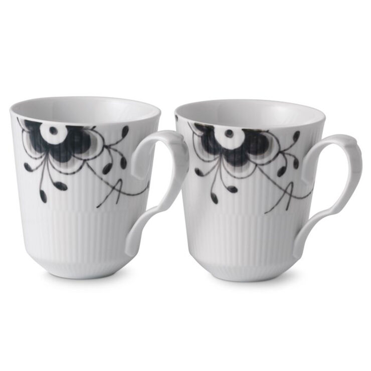 Royal Copenhagen Black Fluted Mega Cups 38cl 2PK Hvid