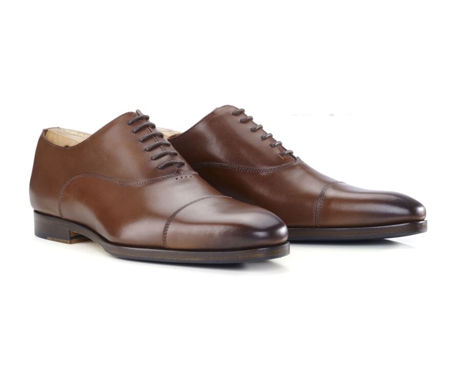 Richelieu Châtaigne patiné homme semelle cuir avec patin gomme - SPEZIA II PATIN