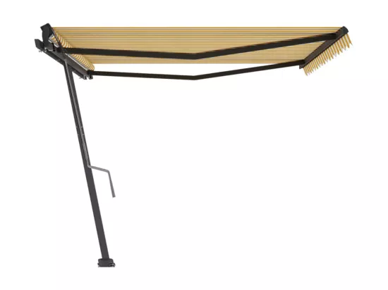 Auvent manuel rétractable sur pied 450x350 cm Jaune/Blanc