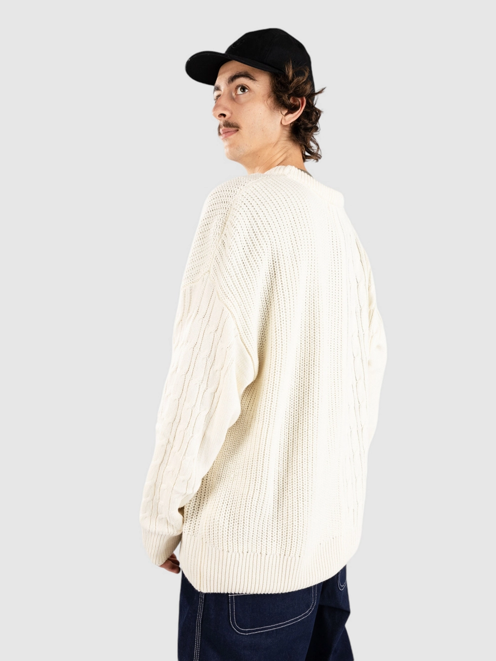 Denim Project Knitted Combined Pullover off white