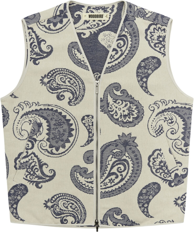 Woodbird WBDong Paisley Vest Cobalt blue