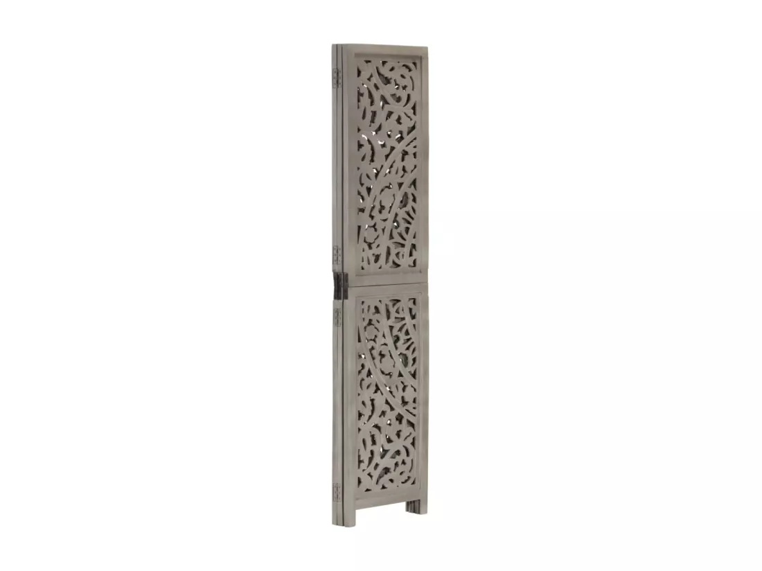 Cloison de séparation 3 panneaux Gris 120x165 cm Bois manguier