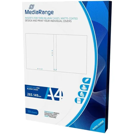 MediaRange Einleger zum Bedrucken für 11mm Bluray-Hüllen, 50 Blatt