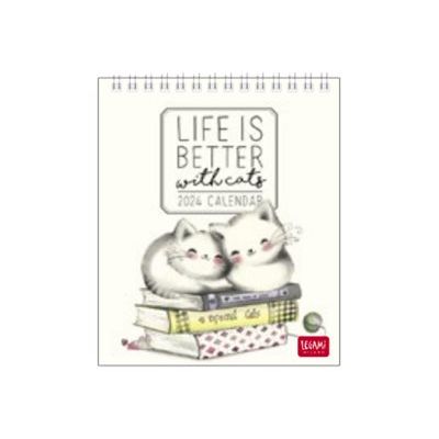 Legami Special Edition - Calendrier 2024 - 12 x 14,5 cm - chats endormis