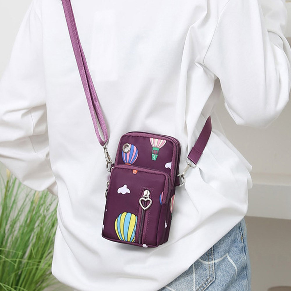 (17x9x6cm) Damen Oxford Umhängetasche Fashion Crossbody Bag   Ausschnitt für Kabelgebundene Kopfhörer - Schwarz