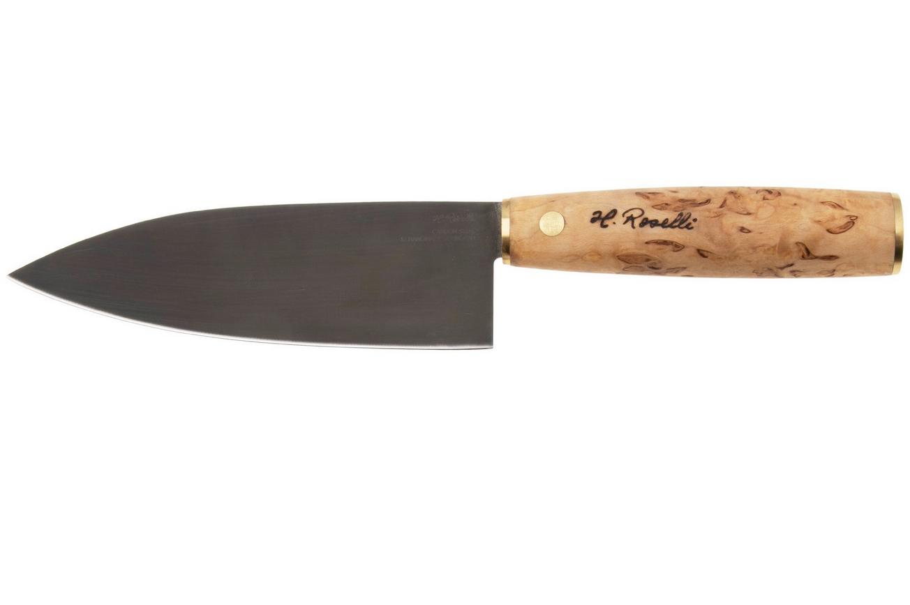 Roselli Santoku Knife R760 Carbon Steel, Curly Birch, santoku, 16 cm