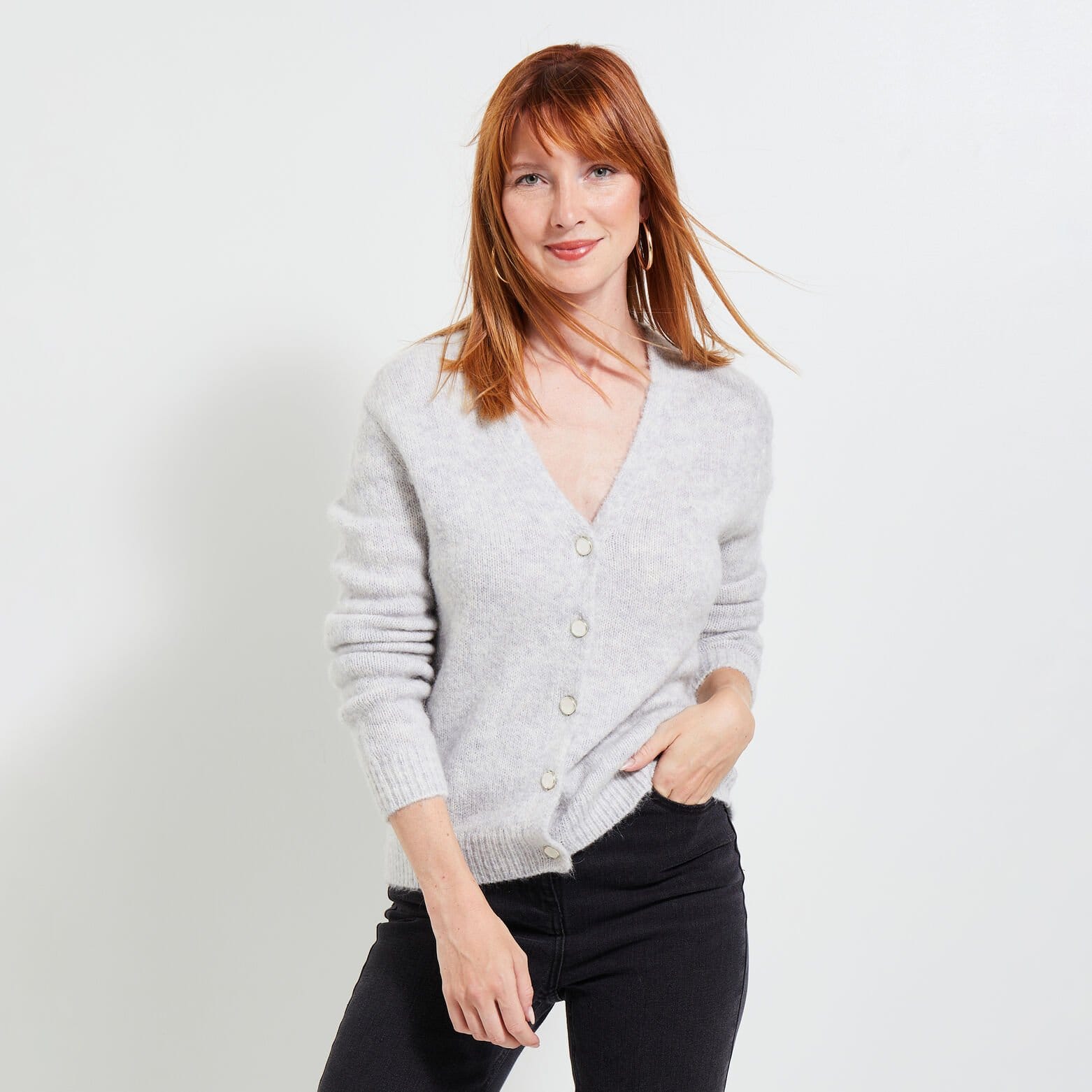 Gilet col V femme