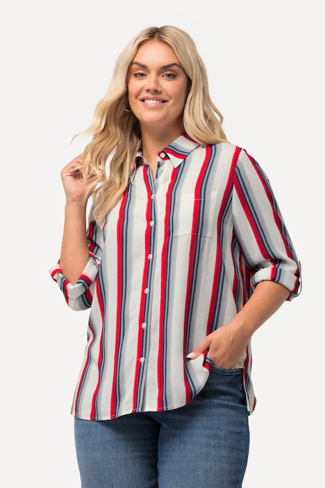Hemdbluse, Streifen, Hemdkragen, Langarm