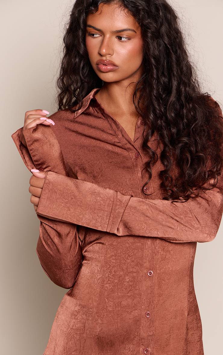 Chocolat Chemise Ajustée Texturée