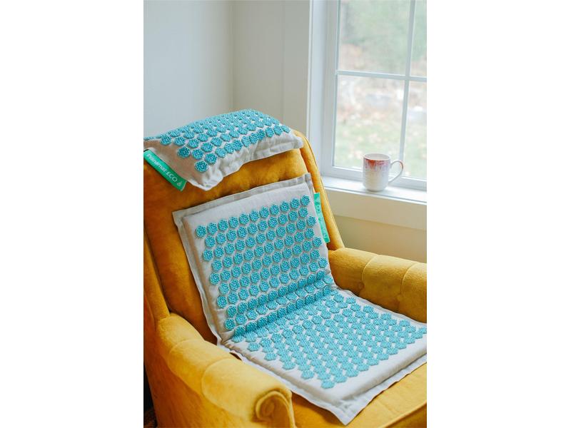 Pranamat Eco Massage Set – Matte und Kissen türkis Nahhaltiges, handgefertigtes Rücken- und Kopfmassage Set