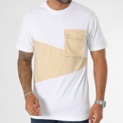 Tee Shirt Poche Blanc Beige