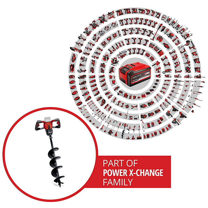Tarière sans fil Einhell GP-EA 18/150 Li BL-Solo Power X-Change (Li-Ion, 18 V, moteur sans charbon, mèche de forage Ø 150 mm incluse)