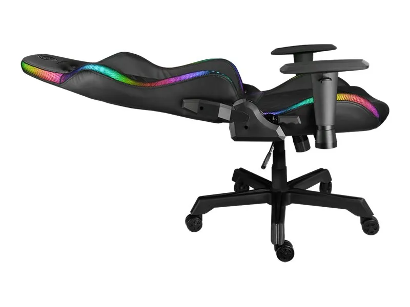 DELTACO GAMING GAM-080 - Spillestol - ergonomisk - armstøtter - T-formet - vippe - drejeled - kunstig læder - sort, RGB