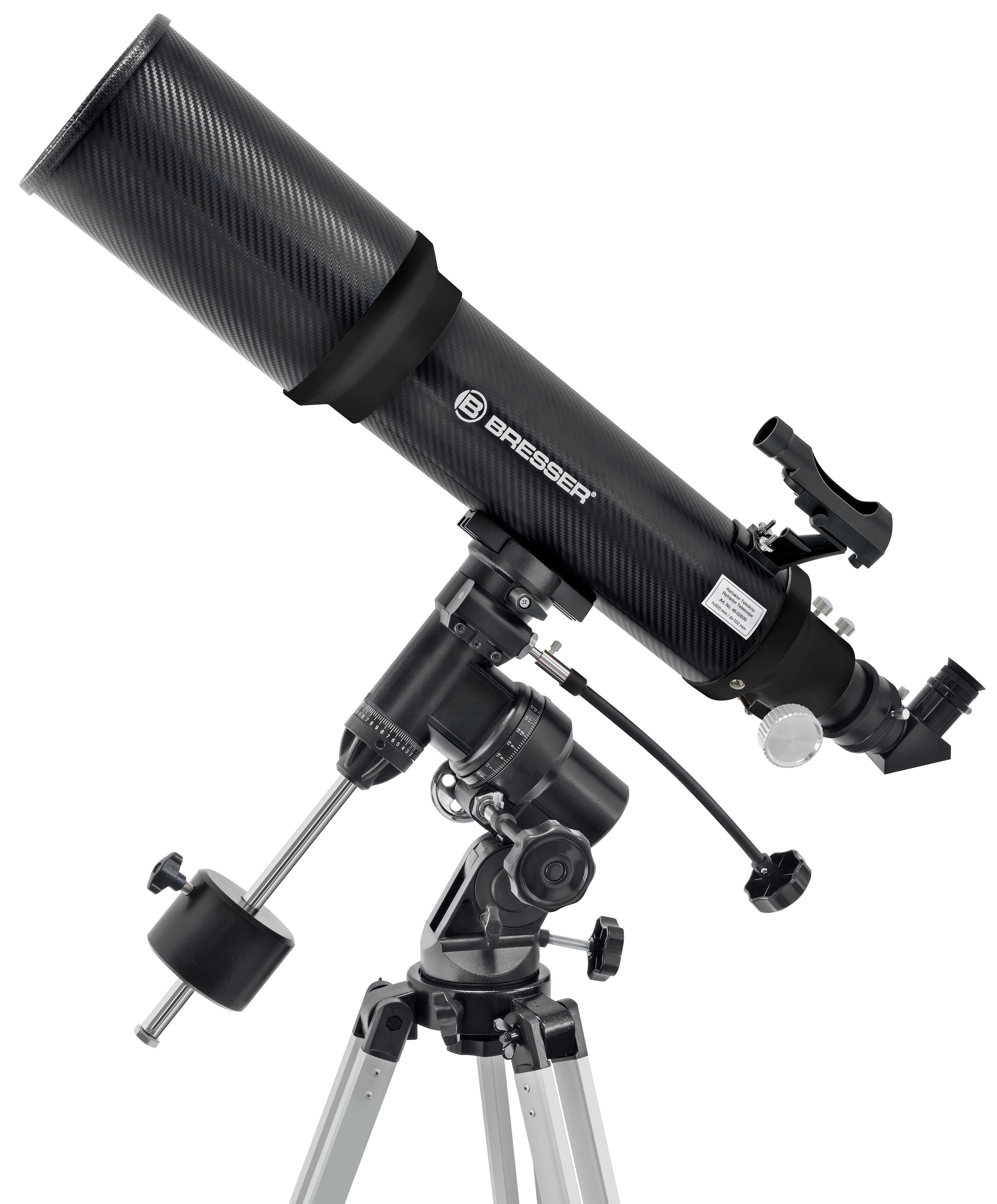 BRESSER Polaris-II 102/600 EQ3 Linsenteleskop mit Smartphone-Adapter & Sonnenfilter