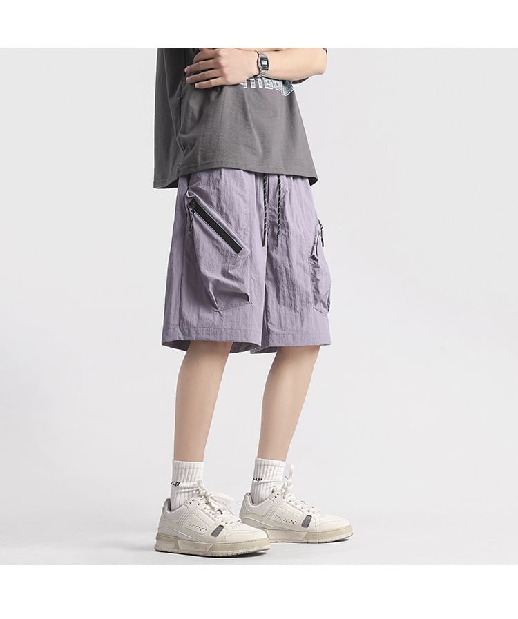 Vernanah - Mid Rise Plain Cargo Shorts
