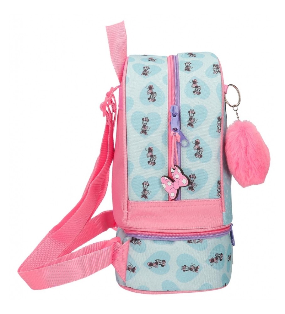 Mochila Disney My Happy Place com Lancheira, Azul e Rosa - 23x28x13cm -