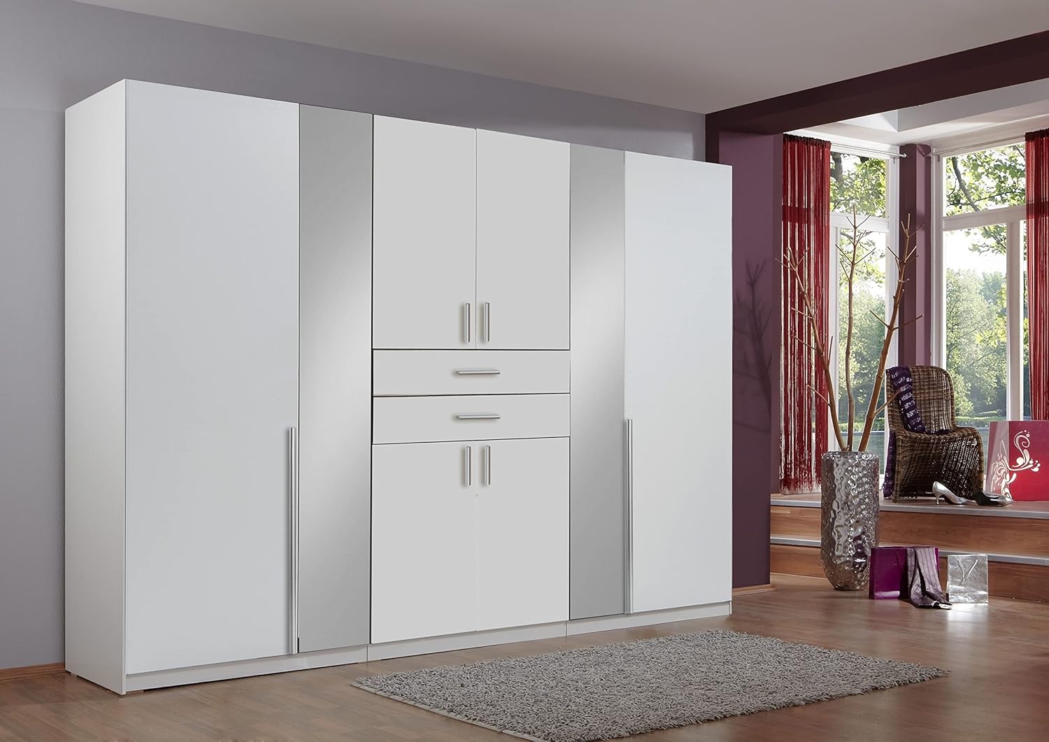 möbelando Kleiderschrank >VANEA< (BxHxT: 270x210x58 cm) in Weiss - 270x210x58cm (BxHxT)
