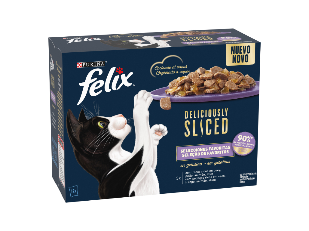 COMIDA HÚM GATO FELIX DEL SLICED FAVOR 12X80G