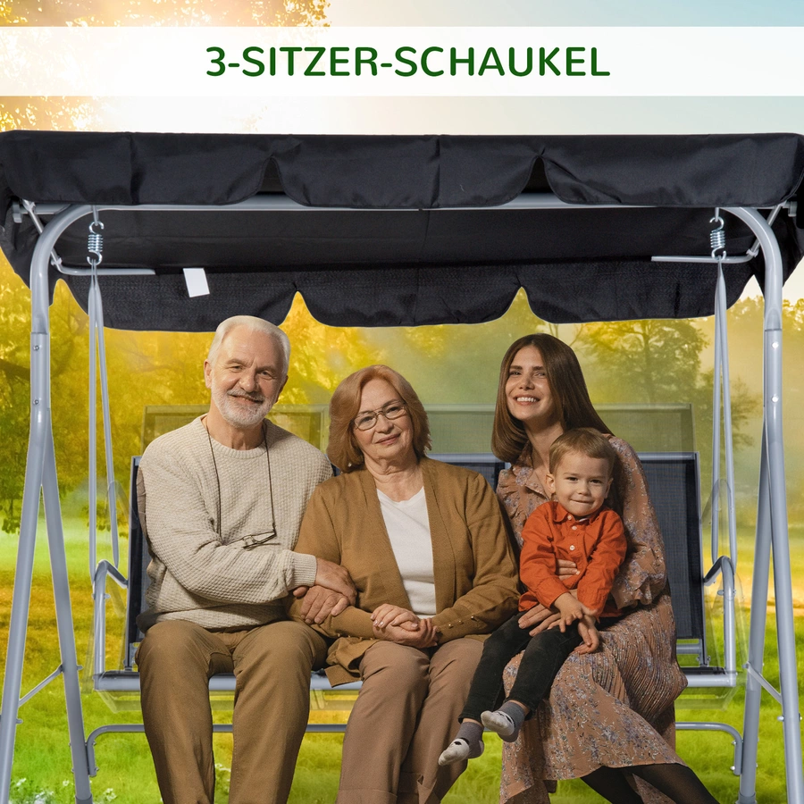 Outsunny Hollywoodschaukel mit Dach schwarz