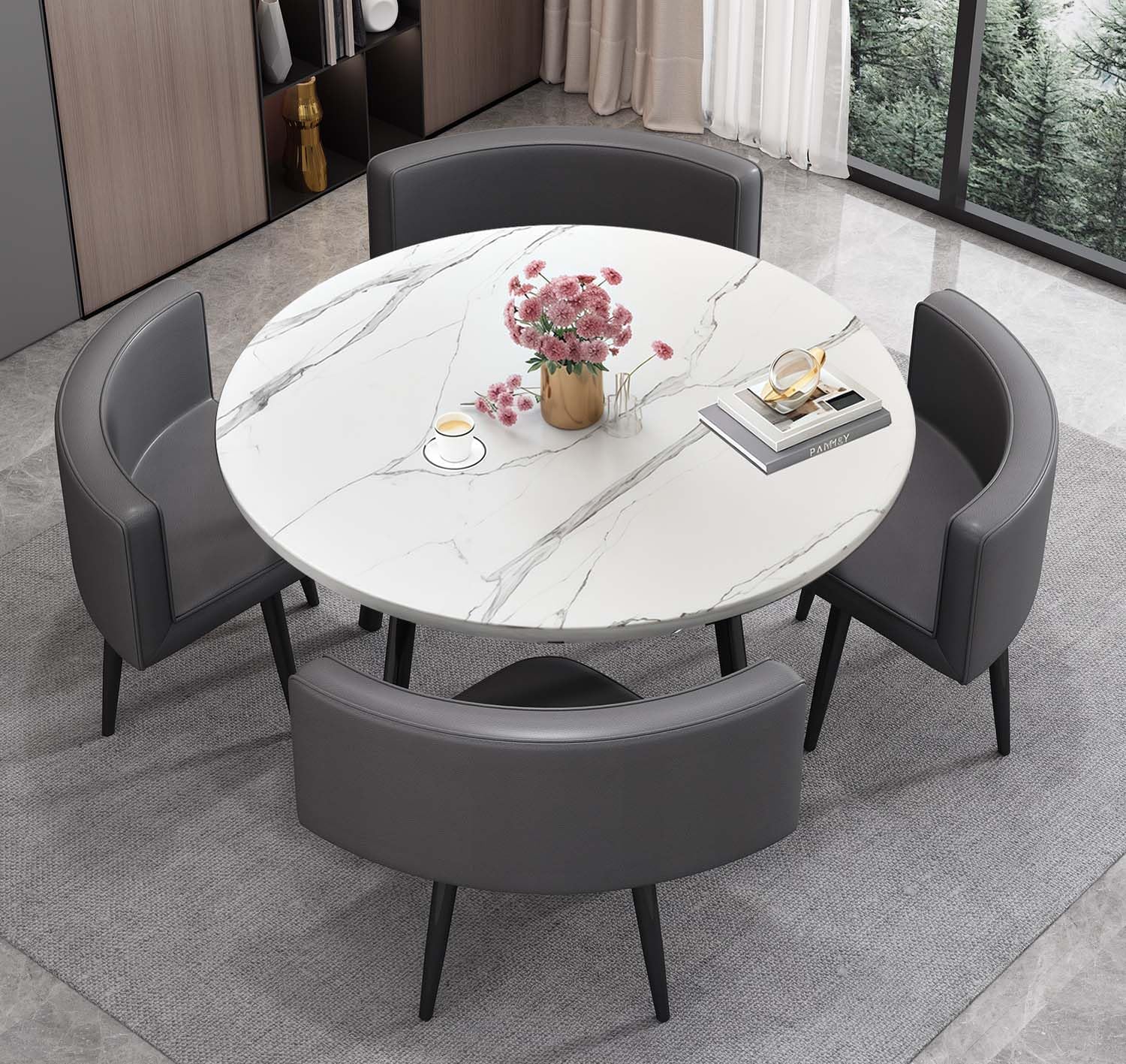 Esstisch Tisch mit 4 stühlen Set,esstisch Rundem klein Küchentisch esszimmertisch 90 cm, für 4-6 Personen, für Esszimmer, Küche, Wohnzimmer, modern Küchenstühle