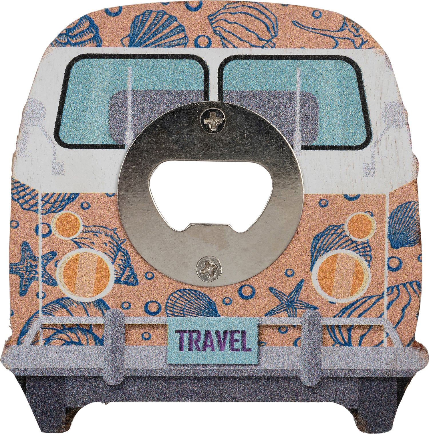 Intratuin flesopener Beach busje oranje 10 x 10 cm