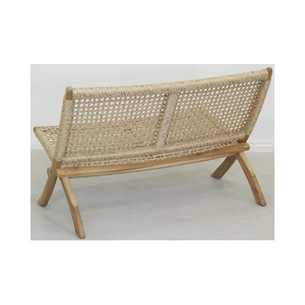 Banc pliant en teck et synthétique beige outdoor
