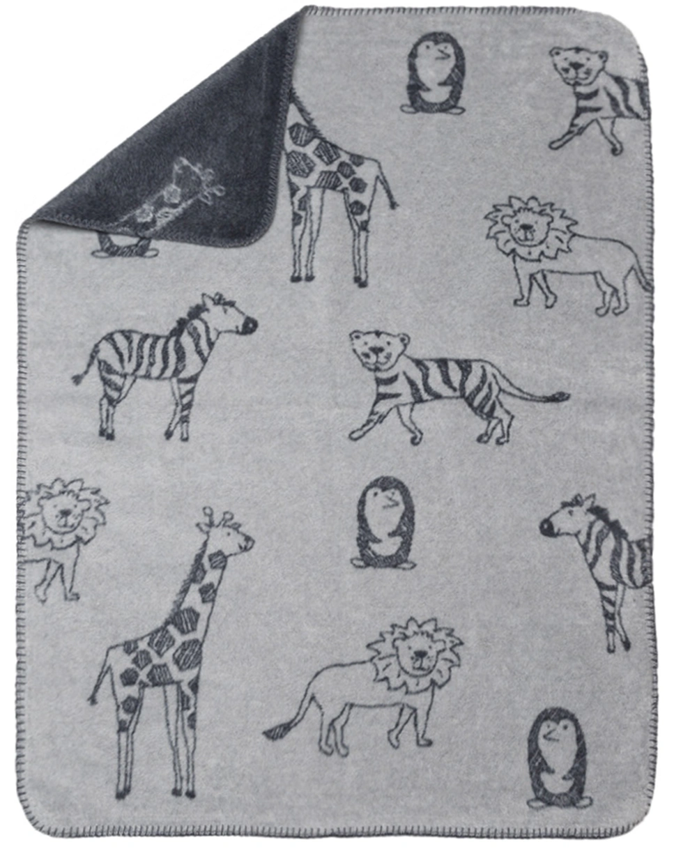 Babydecke PANDA - DSCHUNGELTIERE (75x100) in grau