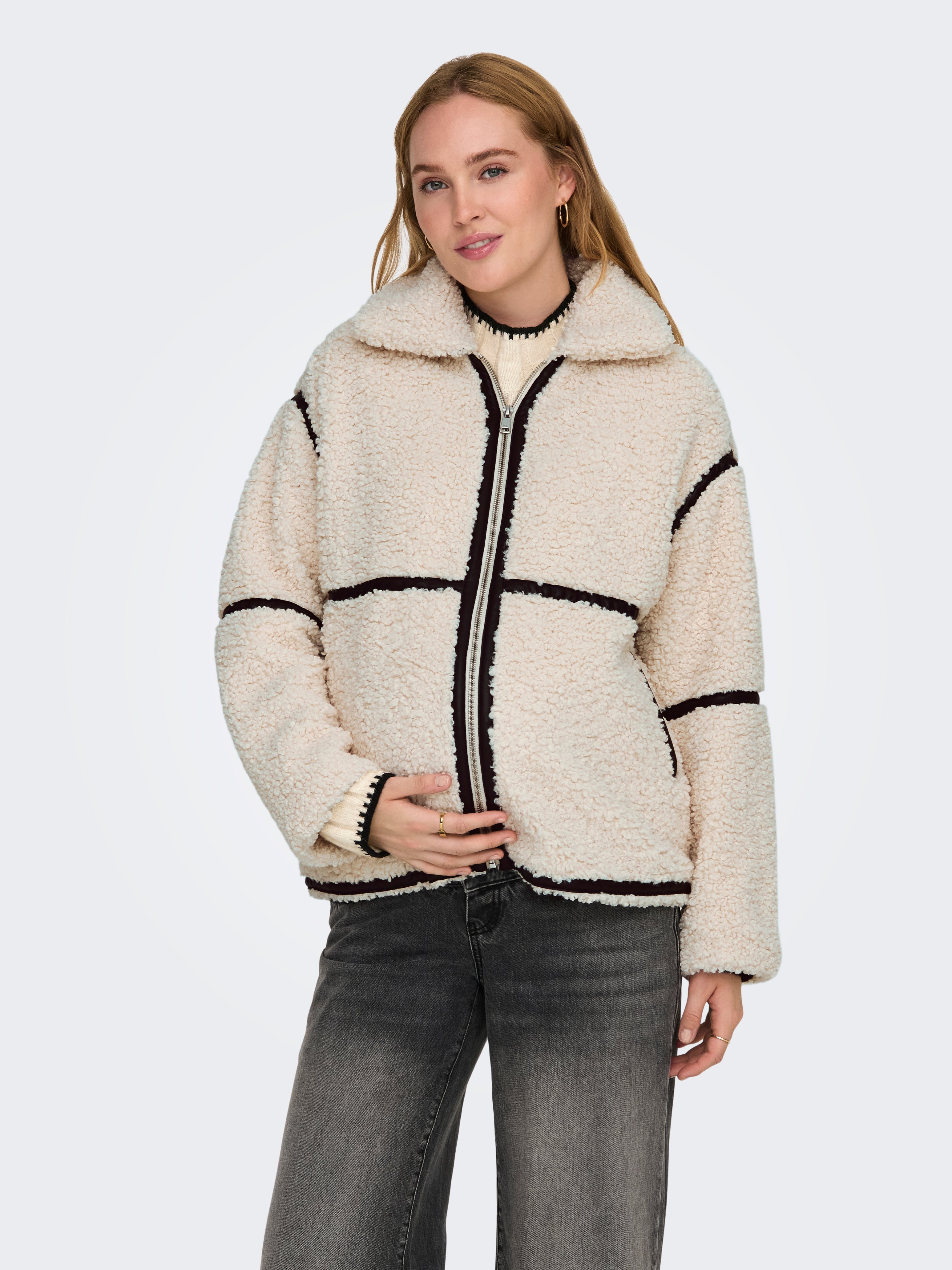 OLMPARIS Teddyfell Jacke White Sand