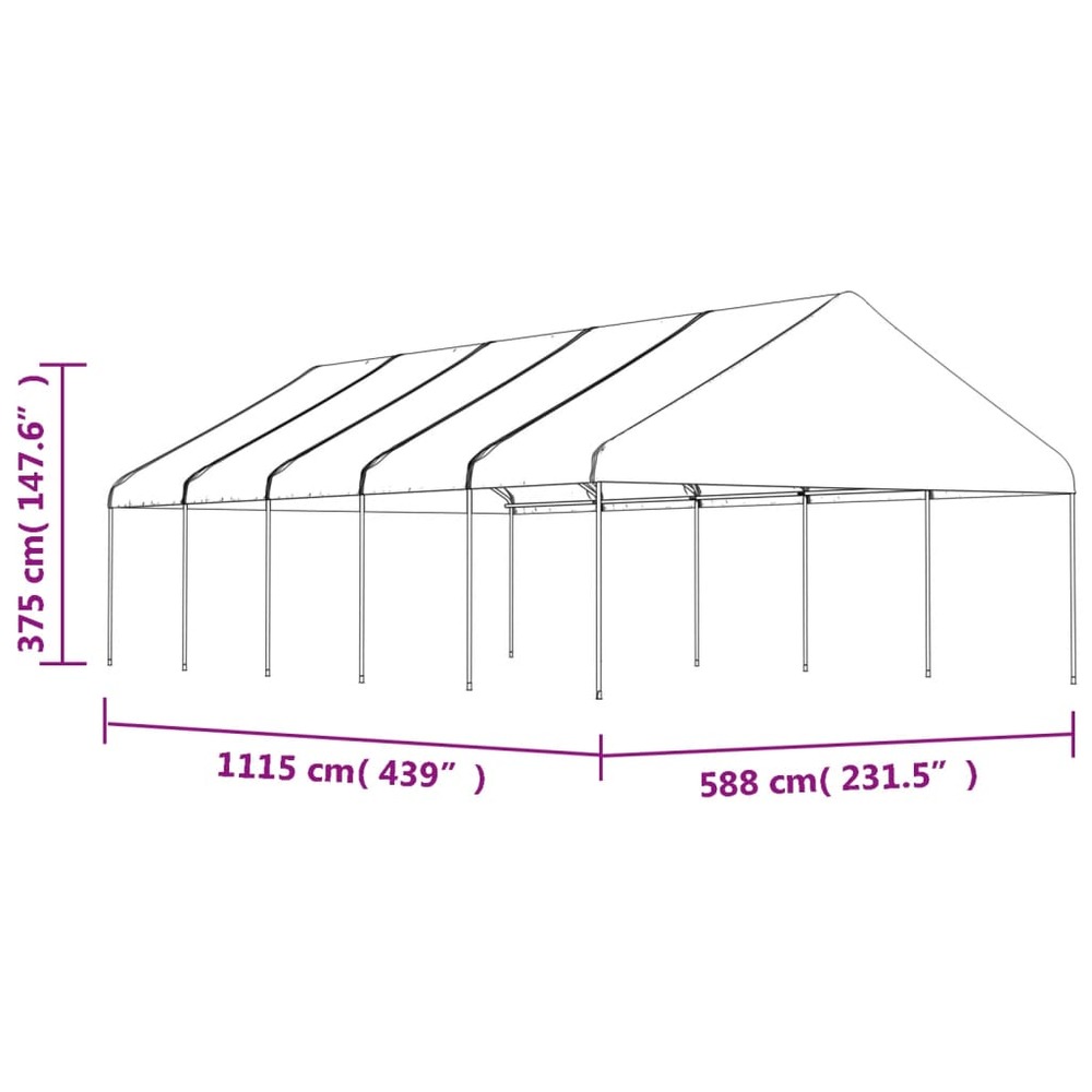 Belvédère avec toit blanc 11,15x5,88x3,75 m polyéthylène