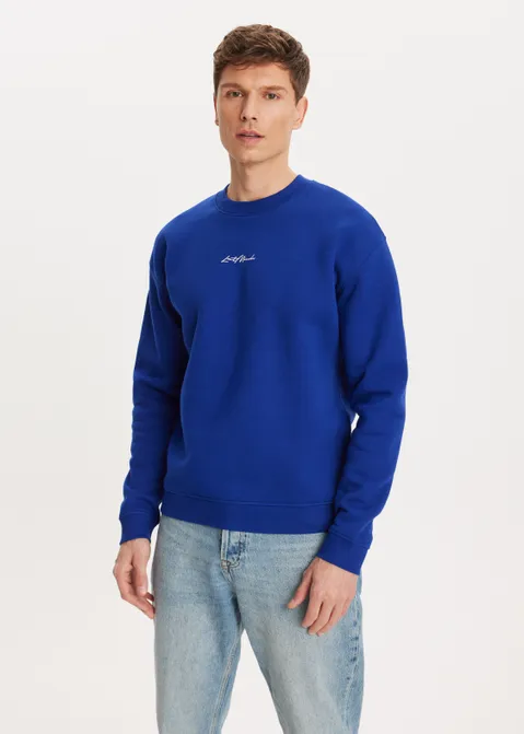 Brushed written sweater blauw (BLW.K)