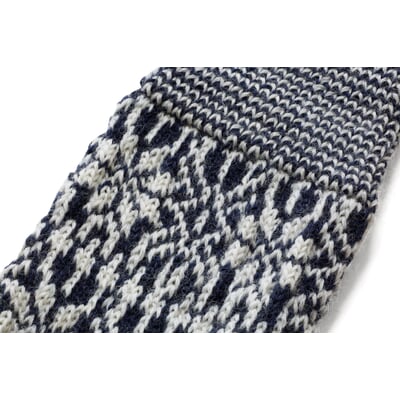 Kniestrumpf Jacquard Schurwolle, Dunkelblau