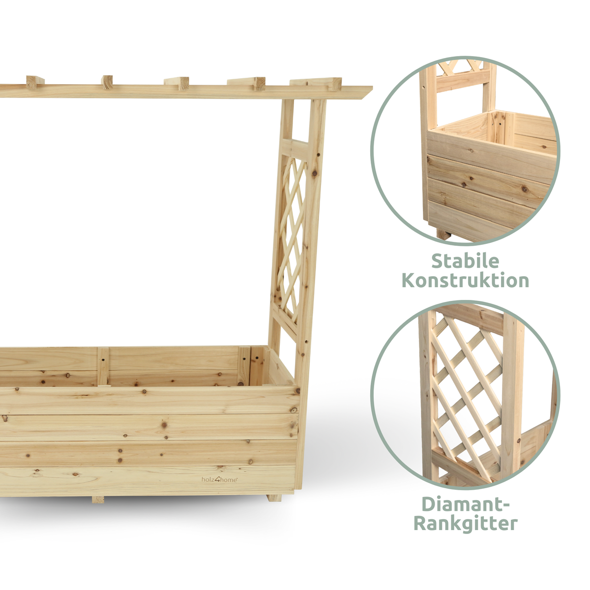 holz4home plantenbak met dennenhouten dak inclusief fleecevoering M