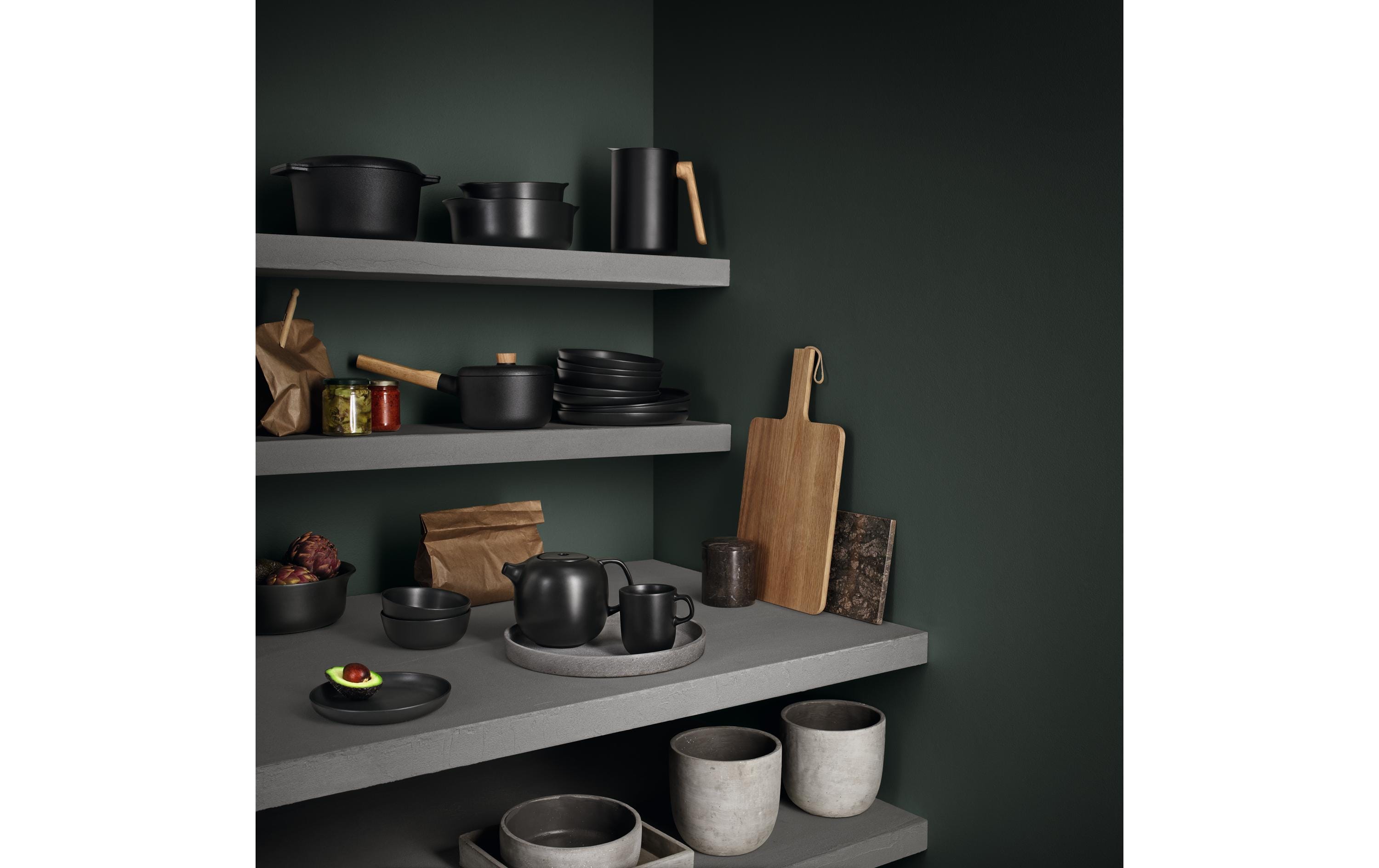 Frühstücks- & Dessertteller Nordic Kitchen 4 Stück, SchwarzTeller mit senkrechter Kante