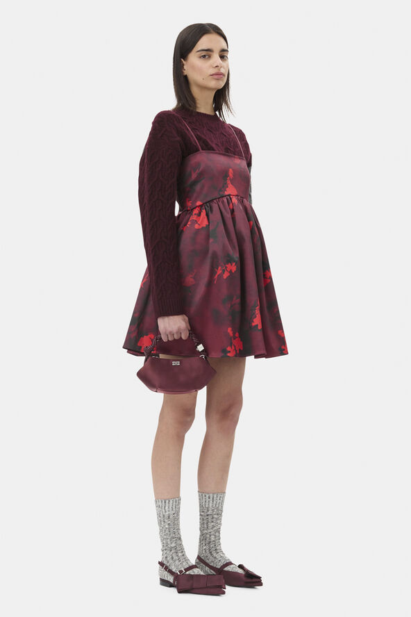 Ganni Ganni Bou Bag Mini Soir Satin Dark burgundy