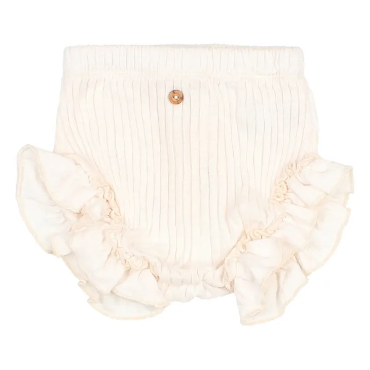 Búho Bloomer Ruffle Côtelé | Blanc