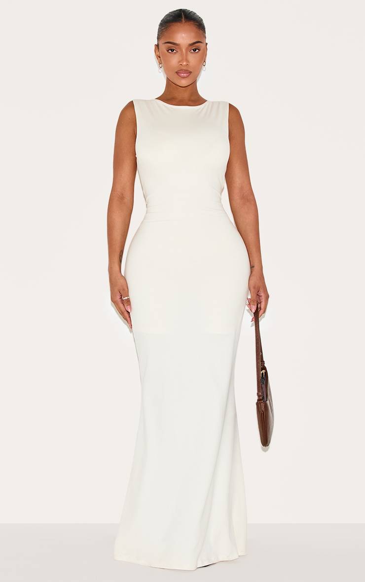 Crème Robe Maxi Moulante À Encolure Bateau Avec Gaine Sculptante Intégrée Shape