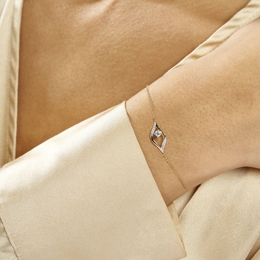 Bracelet Eye Or Jaune Oxyde De Zirconium