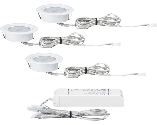 LED Meubel Inbouwspots Set IP20 3-delig 3x4,5W 3x305 lm 2700K Ø 6,5/5,4 cm Micro Line wit