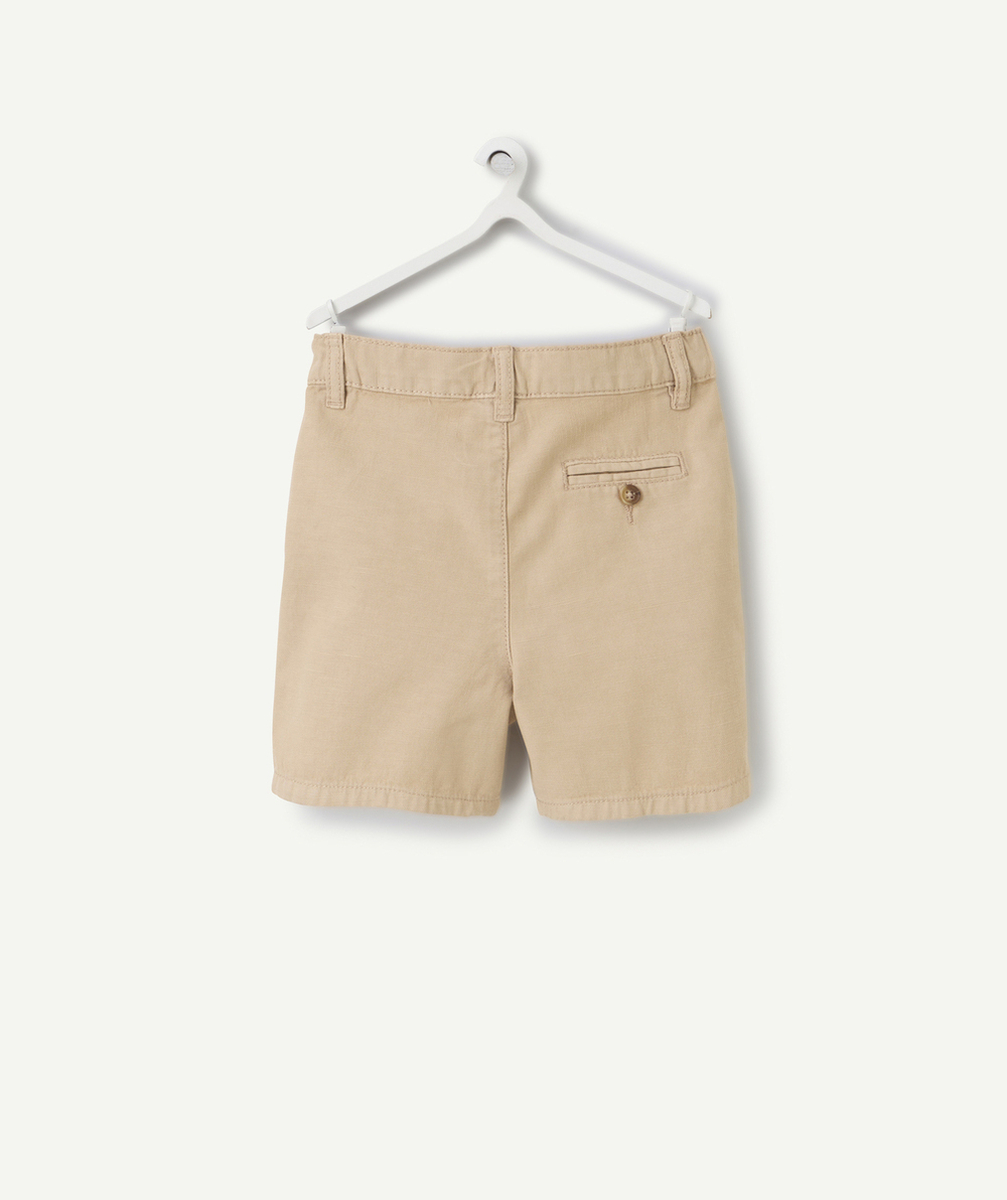 bermuda chino bébé garçon en viscose responsable beige avec poches